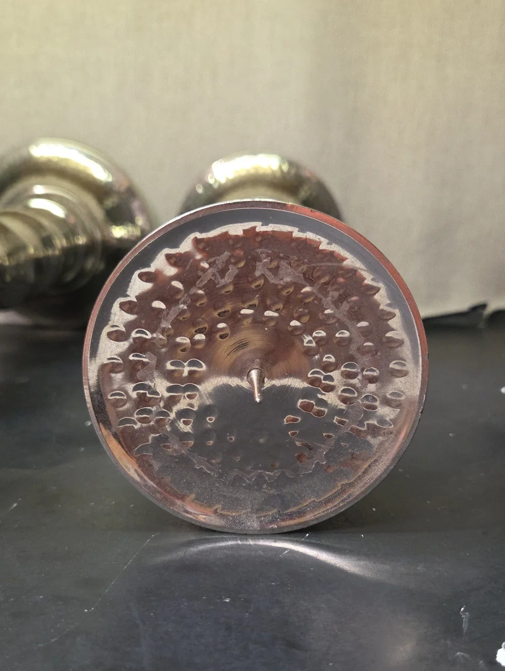 Set of 2 Elegant Expressions Nickle Hammered Mantel Candle‎ Holders,